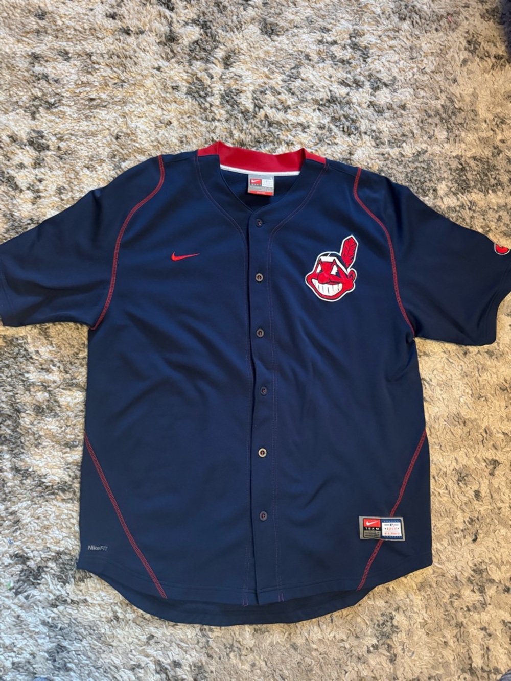 Cleveland Nike Navy and Red MLB Team Jersey Patch Detail